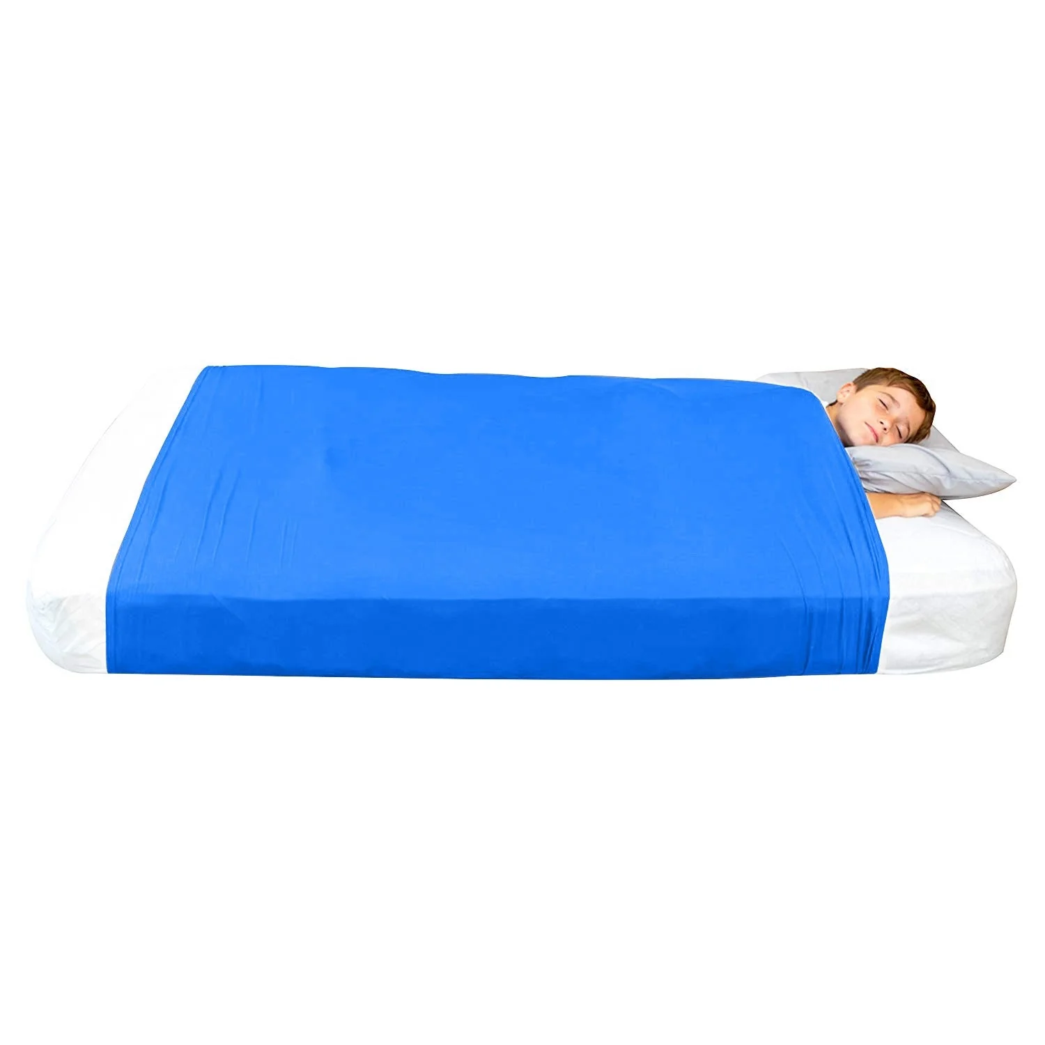 Sensory Bed Sheet for Kids Compression Alternative to Weighted Blankets - Blue - Image 8