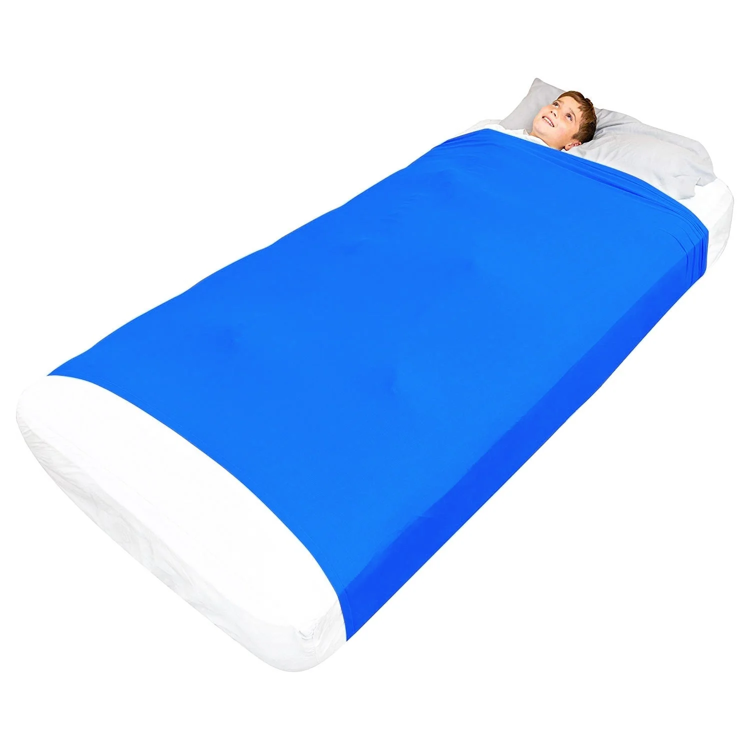 Sensory Bed Sheet for Kids Compression Alternative to Weighted Blankets - Blue - Image 9