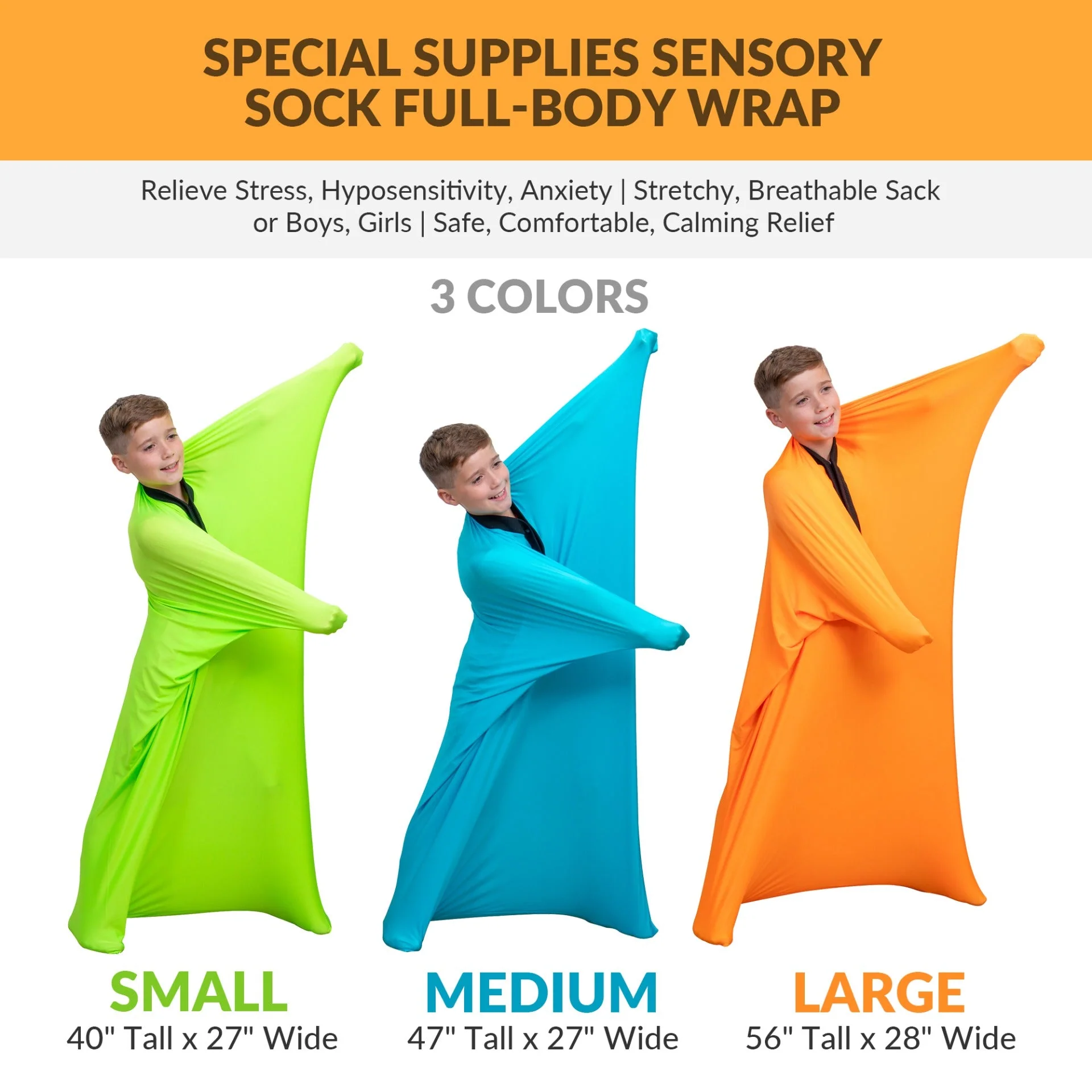 Sensory Stretchy Body Sock - New Snap Closure - Image 42