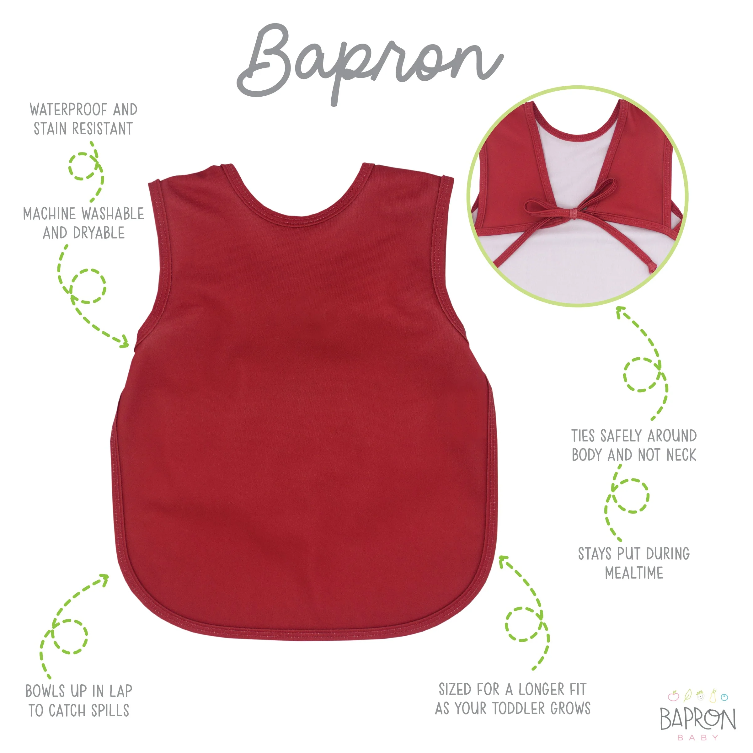 Solid Cranberry Minimalist Bapron - Image 2