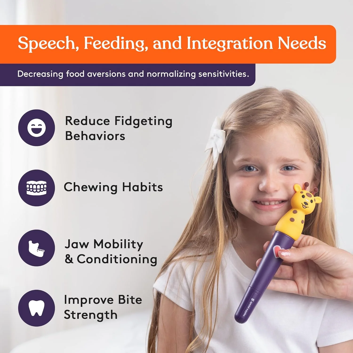 Special Supplies Buzz Pal Oral Motor Stimulation Kit with Soft Textured Interchangeable Head, Calm Sensory Needs, Support Speech and Self Feeding, Gentle Vibrations - Image 2
