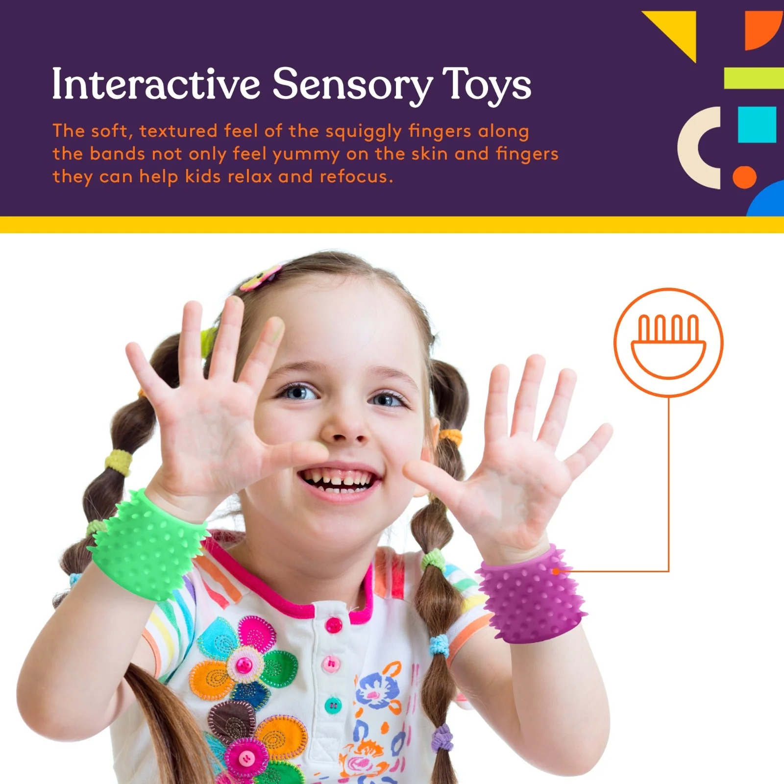 Special Supplies Sensory Fuzzy Band Bracelets for Kids, 6 Pack, Flexible and Stretchy Wearable Sensory Toys, Tactile Silicone Squiggly Touch, Bright and Colorful Wristbands - Image 4