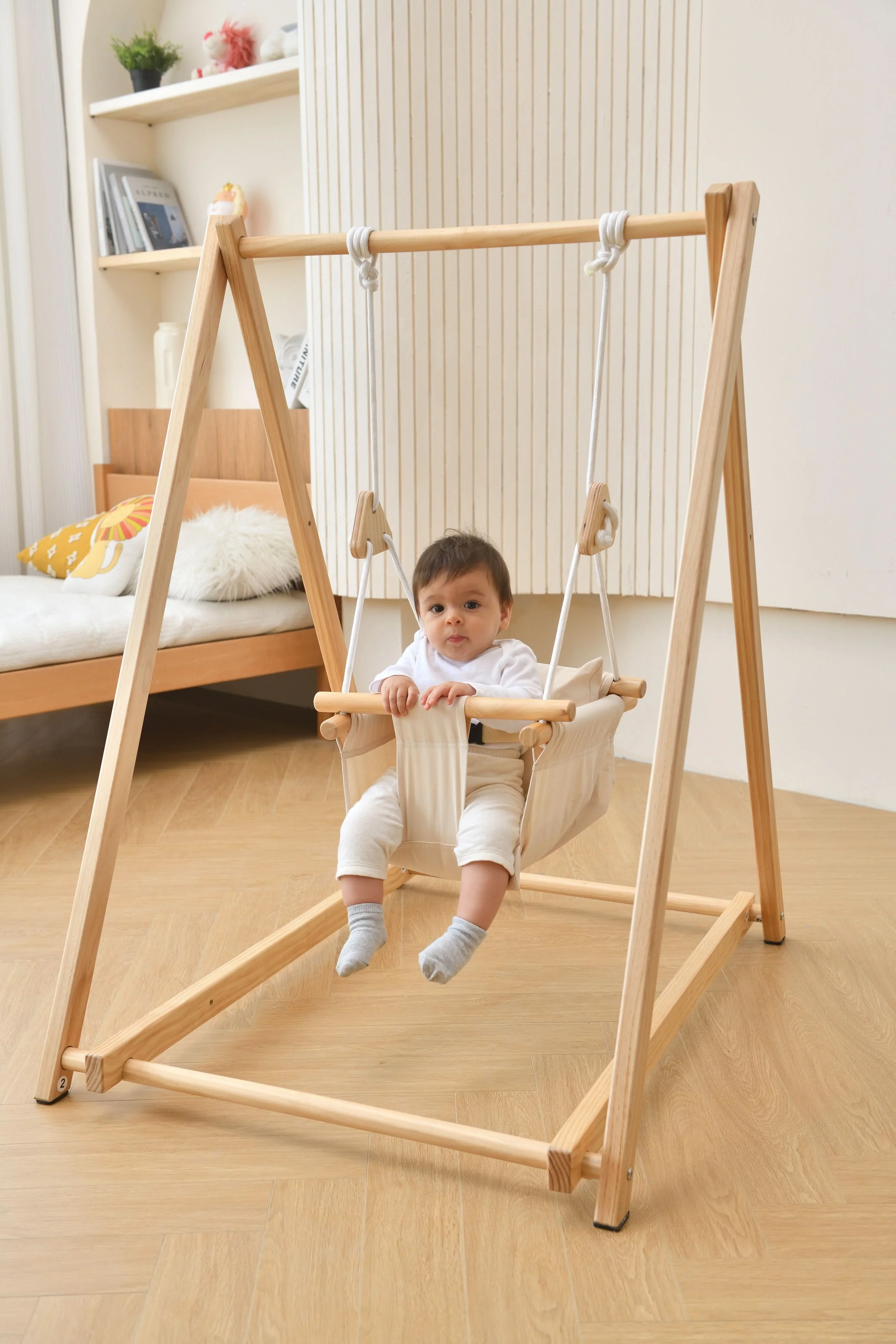 Spruce | Foldable Baby Swing - Beige - Image 14