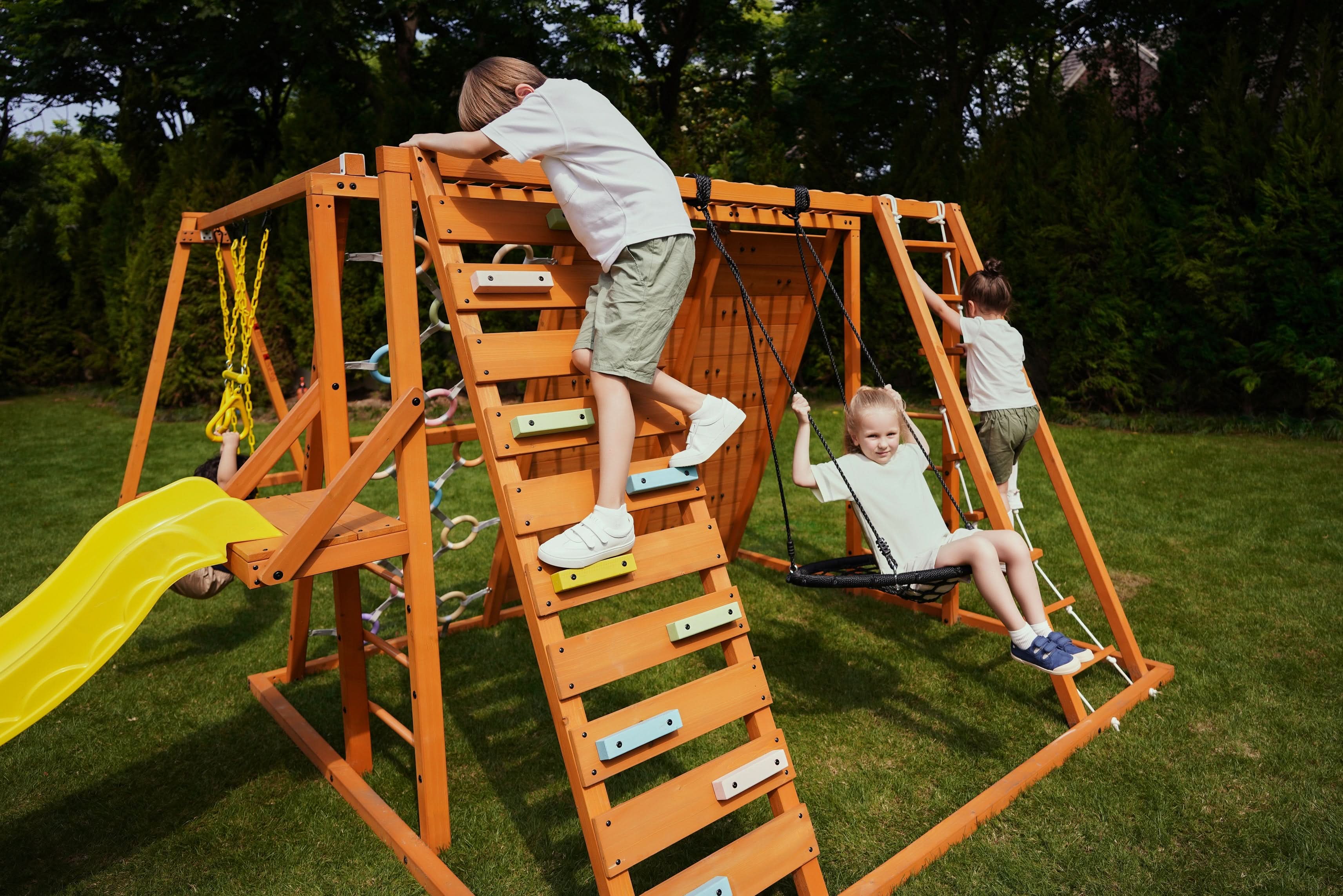 Sycamore Backyard Climbing Set – 2 Swings, Trapeze Bar & Outdoor Fun - Image 15