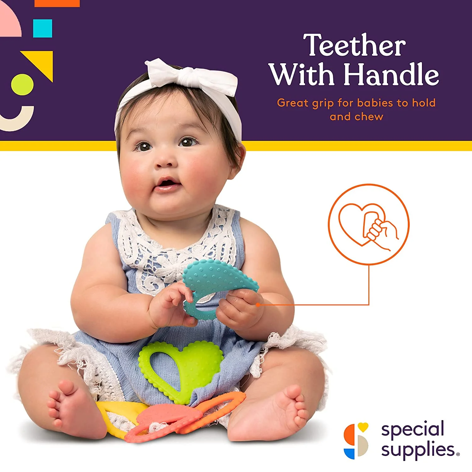 Teether-Heart Spoon 3-Pack - Blue, Orange, Green - Image 6