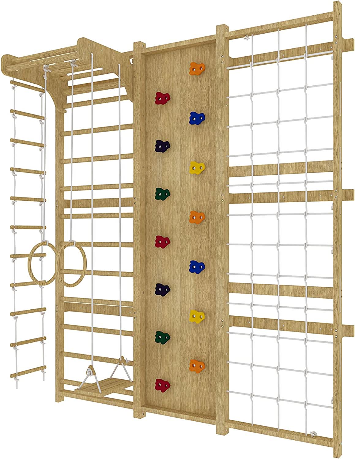 Walnut 9-in-1 Swedish Ladder Wall Gym | Indoor Wooden Climber & Activity Set for Kids - Image 12