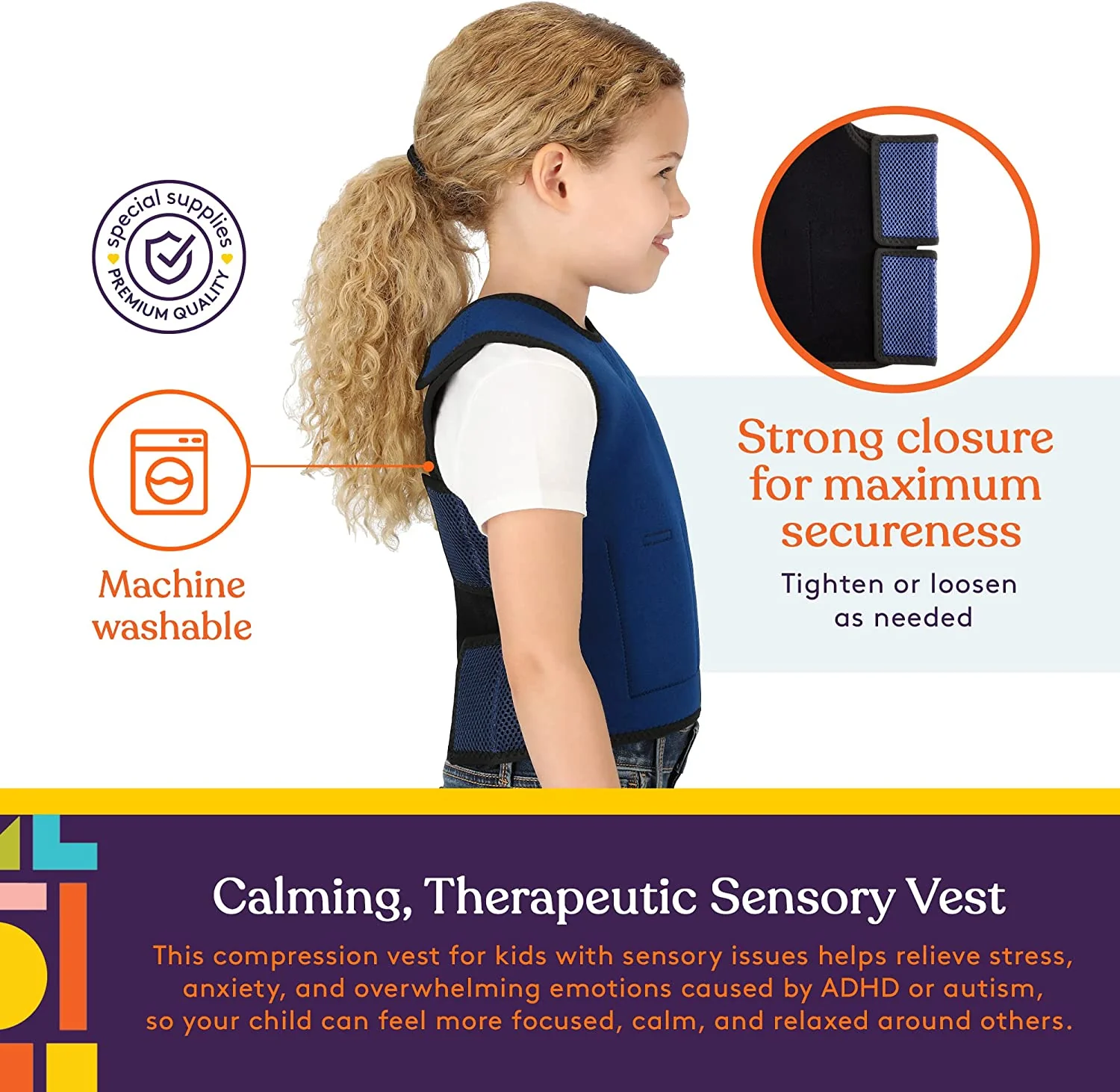 WEIGHTED - Sensory Compression Vest for Kids with Processing Disorders ADHD and Autism Calming and Supportive with Adjustable Weight Fit - Image 3