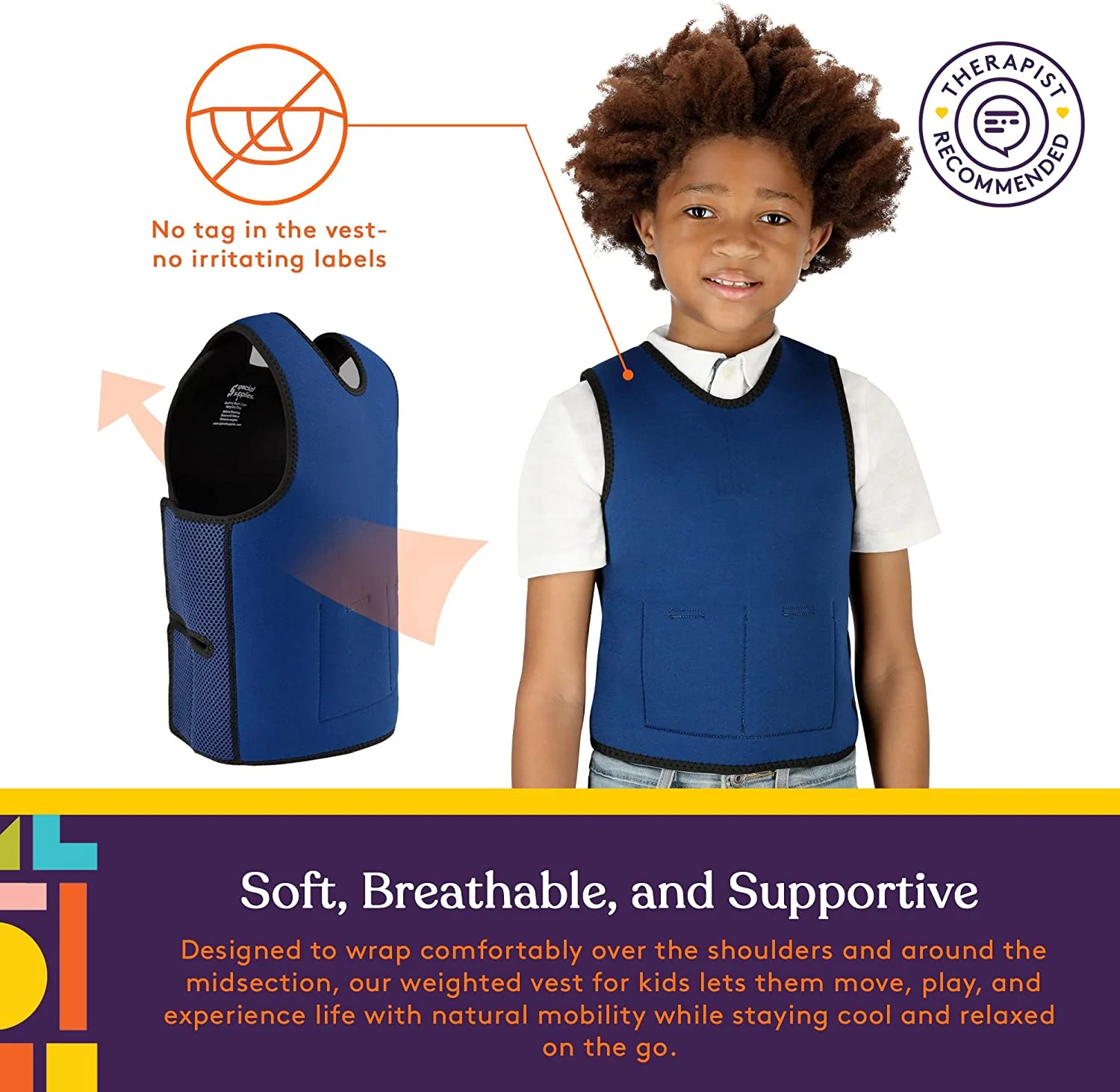 WEIGHTED - Sensory Compression Vest for Kids with Processing Disorders ADHD and Autism Calming and Supportive with Adjustable Weight Fit - Image 4