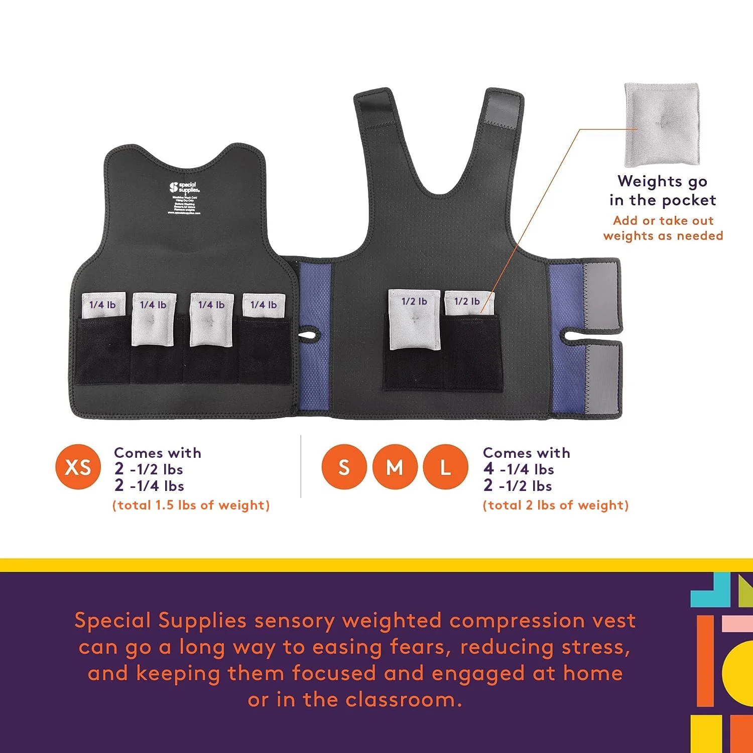 WEIGHTED - Sensory Compression Vest for Kids with Processing Disorders ADHD and Autism Calming and Supportive with Adjustable Weight Fit - Image 7