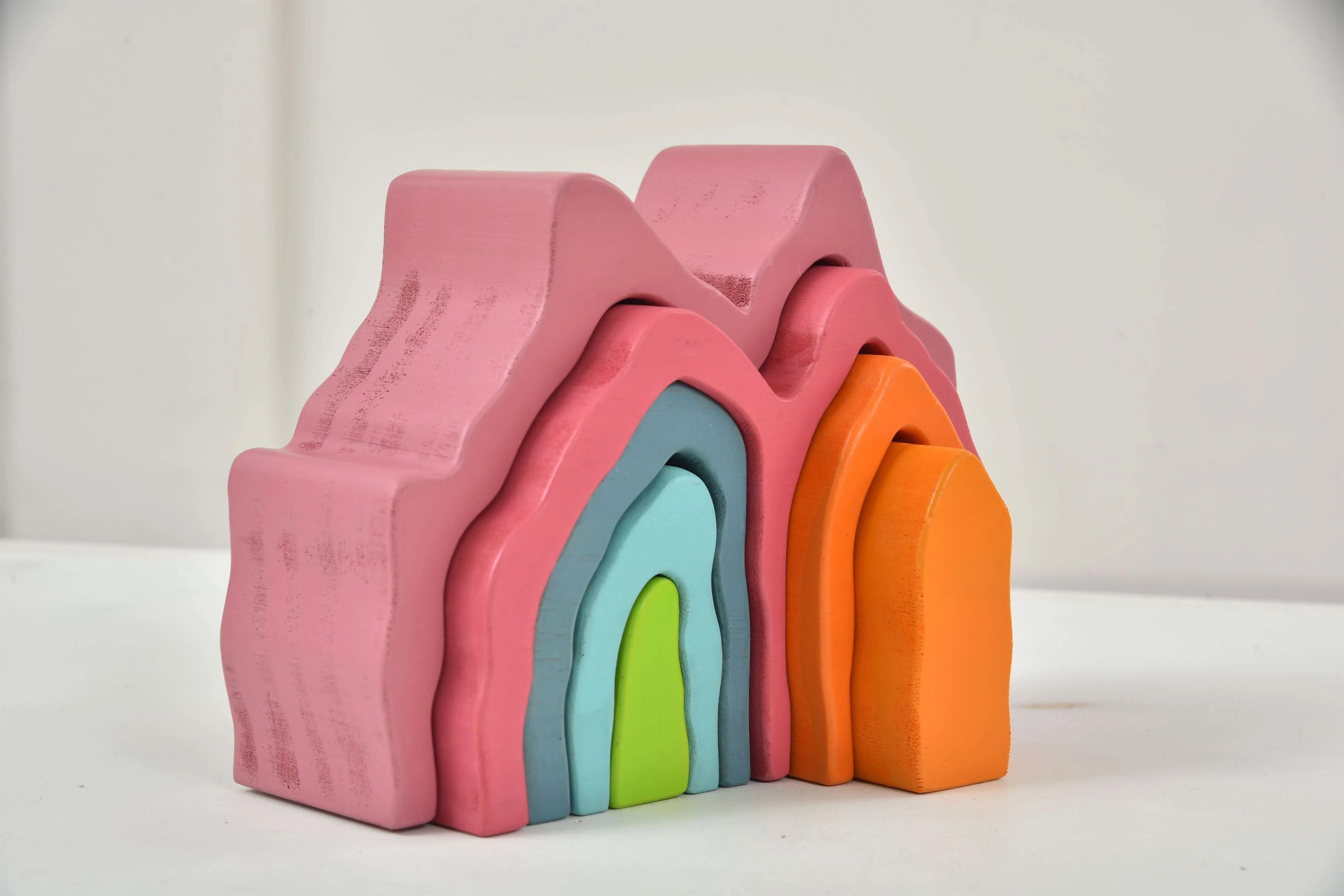 Wooden Mountain Rainbow Stacker Toy Puzzle Blocks - Image 11